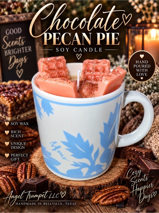 Other - Handmade Chocolate Pecan Pie Soy Candle Mug Dessert Candle